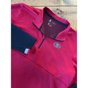 San Francisco 49ers Football NFL Red Nike On Field 1/4 Zip Pullover Logo Large